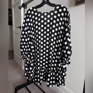 Zara Black and White Polka Dot Top